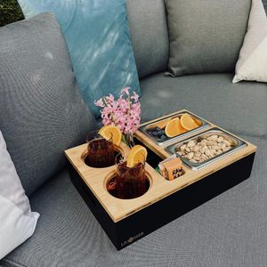 Boîte à collation personnalisée robuste de qualité supérieure avec couvercle amovible, bols à collation, porte-boisson avec sous-verre, boîte-cadeau pour soirées confortables - Product Image 1