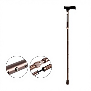 Canne télescopique pliante en alliage d'aluminium, hauteur réglable, antidérapante, pour la randonnée en plein air, équipement de fitness - Product Image 2