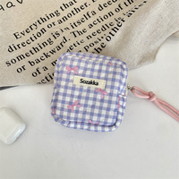 Pochette cosmétique grande taille rayée mignonne et écologique, supportée par l'OEM, mini sac de maquillage matelassé à fermeture éclair et cordon de serrage pour le rangement en voyage