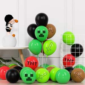 Paquete de Fiesta de Cumpleaños de 123 <span class=keywords><strong>Piezas</strong></span> Inspirado <span class=keywords><strong>en</strong></span> Green Pixel Miner, Videojuego Verde, Negro y Marrón para Globos con Temática de <span class=keywords><strong>Minecraft</strong></span> - Product Image 4