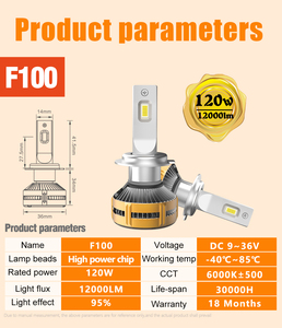 Faro LED AKE <span class=keywords><strong>F100</strong></span> con Chip 3570, Alta Qualità, 120 Watt, 12000 Lumen, 6000K, Doppio Tubo in Rame, Lampadina LED 9008 H4 12V - Product Image 6