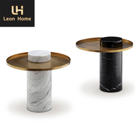 Table basse moderne personnalisée de luxe léger, table à thé ronde en ardoise simple, combinaison de table basse