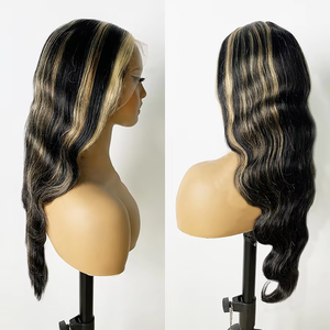 Balayage pour perruque frontale en dentelle colorée Body Wave Shadow Root Blonde Highlight Virgin Hair Transparent Lace Human Baby - Product Image 4