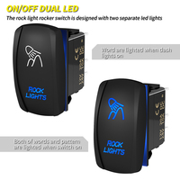 Interrupteur à bascule étanche IP65 à 5 broches avec double LED bleue ON-OFF 20A 12V DC, gravé au laser, pour éclairage de bateau marin