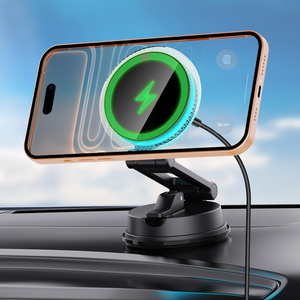 Chargeur de voiture sans fil magnétique flexible 15W à fixation automatique sur grille d'aération universel pour iPhone avec lumière RVB - Product Image 5