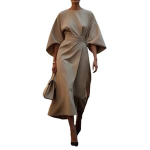 Robe de soirée élégante et luxueuse pour femme 2026, coupe ajustée, haut de gamme, col rond, manches chauve-souris - Product Image 6