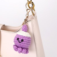 Porte-clés pieuvre en fourrure de renard faite main, breloque de sac mignonne, amigurumi doux, écologique, mode, dessin animé, couleur personnalisée, vente en gros