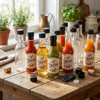 Vente en gros Bouteille en verre vide de 150ml 5oz pour sauce piquante au vinaigre d'huile d'olive ronde transparente Bouteille en verre de 250ml 150ml pour sauce aux légumes