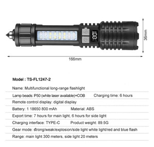 Competetitive giá xách tay mini Đèn pin cửa sổ Breaker COB Side ánh sáng đèn pin <span class=keywords><strong>Torch</strong></span> USB Sạc đèn pin - Product Image 6