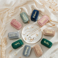 Boîte à bijoux de voyage miniature personnalisée portable, organisateur de bijoux, emballage de rangement, écrin, bague, cajas para joyera, coffret à bijoux