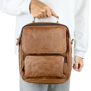 กระเป๋าหนังวัวแท้ AndoBag รุ่นวินเทจ สะพายข้าง/สะพายไหล่ สำหรับผู้ชาย กระเป๋าสะพายธุรกิจ กระเป๋าถือขนาดใหญ่ รุ่น 1535 - Product Image 5