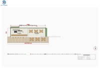 Café préfabriqué en conteneur d'acier avec portes battantes vert foncé, bar étanche, mur végétal, guirlandes lumineuses, sièges extérieurs, clé en main