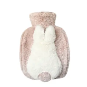 Winter Rabbit Bunny Hot Water Bag PVC Thickened Plush Warm Hand Bag Cartoon Warm Water Bag