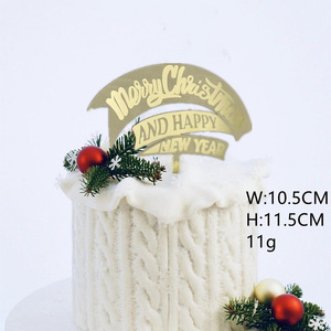 <span class=keywords><strong>2022</strong></span> joyeux noël et joyeux nouvel an gâteau Toppers Laser miroir acrylique décoration de fête gâteau insertion - Product Image 4
