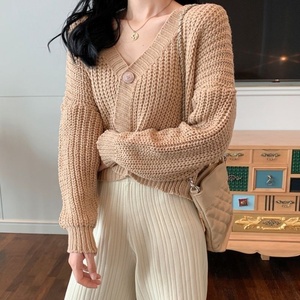 Novo Cardigã Feminino de Tricô com Um Botão, Estilo Colegial, Solto, Manga Curta ou Longa, para Uso Externo - Product Image 4
