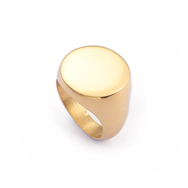 Plain Signet Ring for Men Round Top Finger Bands Statement Jewelry Stainless Steel Ring