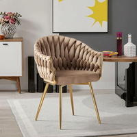 Chaises de salle à manger en tissu et métal minimalistes de luxe, dossier rembourré, sièges élégants pour hôtel, loisirs, réception