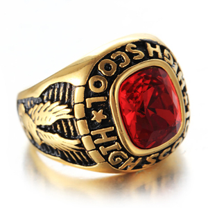Anillo de Graduación Universitaria Personalizado, Único y Económico de Acero Inoxidable con Circón, Esmalte y Letra, Estilo Punk para Compromiso, Joyería de Beyaly - Product Image 3