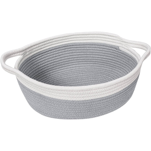 Handmade Modern Woven Fabric <b>Storage</b> <b>Basket</b> with Cotton Rope Handle for Organizing Toys - Product Image 1