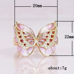 Anello Cocktail F191 a Forma di Farfalla per Donna, con Zirconia Cubica Creata in Laboratorio, Gioiello alla Moda - Product Image 6