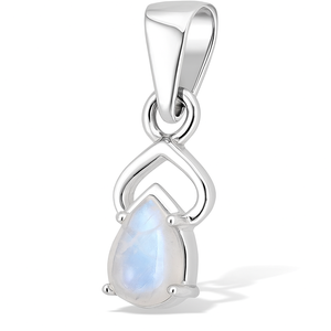 จี้รูปหยดน้ำมูนสโตนชุบโรเดียมบนเงินสเตอร์ลิง - Product Image 2