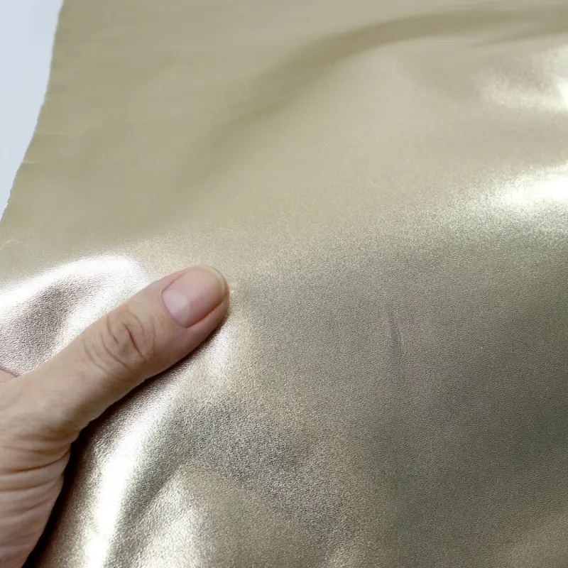 Gouden Lederen Afwerking Met Metallic Look Nappa Echt Lederen Huid