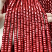 Perles de bambou teintées en forme de baril à coupe droite, perles intercalaires en pierre précieuse rouge en vrac pour la fabrication de bijoux DIY en gros