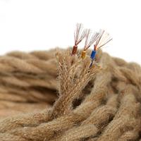 Câble rétro 3x0,75, cordon lumineux torsadé en tissu, câble d'éclairage en lin recouvert de cuivre pour lampe suspendue industrielle DIY