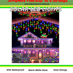 Guirlande lumineuse solaire LED REEHAND en cascade 5,5 m, étanche IP65 pour extérieur, lumières <span class=keywords><strong>de</strong></span> <span class=keywords><strong>Noël</strong></span> colorées pour fêtes - Product Image 2