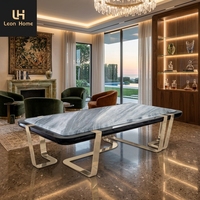 Meubles de salon de luxe Tables basses modernes carrées en marbre et métal