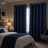 Rideaux occultants HB bleu marine ciel étoilé en polyester, panneaux de fenêtre occultants avec œillets métalliques faciles à installer pour chambre à coucher