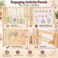 Parc de jeu pour bébé en bois avec tapis, design portable avec porte, conforme aux normes ASTM F1004-23, 16 CFR 1239, ASTM F406-24, pour la surveillance des tout-petits en Amérique du Nord