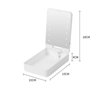 Miroir de maquillage de bureau portable à LED rechargeable par USB avec logo personnalisé en usine, grossissement 1X, rose, boîte à pinceaux cosmétiques
