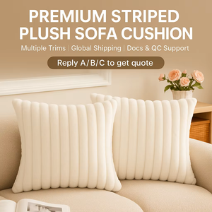 <span class=keywords><strong>Funda</strong></span> de cojín cuadrada nórdica de piel de conejo con rayas verticales de color liso estilo INS, técnica tejida, con cremallera, ¡la más vendida! - Product Image 1