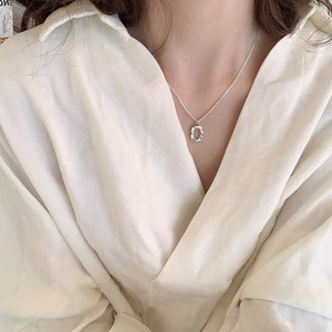 S925 Sterling Silver Irregular <b>Ring</b> Pendant <b>Necklace</b> Minimalist Clavicle Chain For Women Everyday Wear - Product Image 2