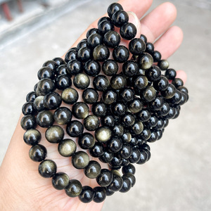 <span class=keywords><strong>Bracelet</strong></span> en <span class=keywords><strong>obsidienne</strong></span> dorée naturelle 7A, perles rondes, pour hommes et femmes, <span class=keywords><strong>bracelet</strong></span> de guérison polyvalent, bracelets très vendus - Product Image 6