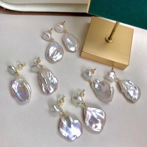 MOQ basso solido argento 925 placcato oro acqua dolce barocco genuine keshi petalo <span class=keywords><strong>orecchini</strong></span> di <span class=keywords><strong>perle</strong></span> - Product Image 2