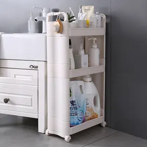 3 Tire Slide Out Slim Organizer Rack High Quality Gap Spice Storage Movable Corner Kitchen And Bathroom Storage Rack With Wheels