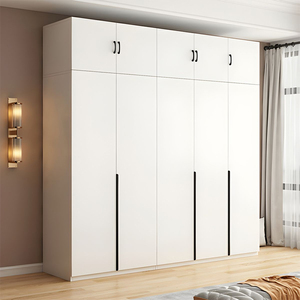 JEROME meuble moderne et classique pour chambre à coucher armoire à vêtements belle armoire haute en bois MDF blanc - Product Image 1