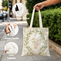 Sac fourre-tout, sacs fourre-tout en toile pour femmes, cadeaux pour les amoureux des oies, sac de courses réutilisable avec motif botanique et animalier Cottagecore