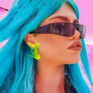 Gafas de Sol Deportivas de Una Pieza con Logotipo Personalizado, Lentes de Espejo, Sin Montura, Estilo Punk para Mujer - Product Image 2