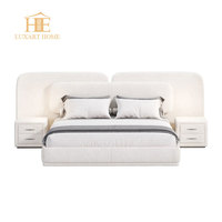 Meubles de chambre à coucher luxueux, cadre de lit en tissu velours, taille Queen ou King, lit rembourré moderne et élégant pour la maison