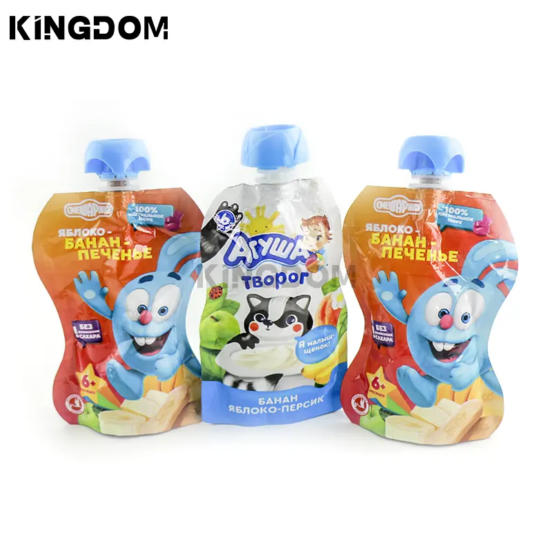 Cartoon Baby Food Drink Beverage juice Bag Plastic Custom Packaging Spout Pouch