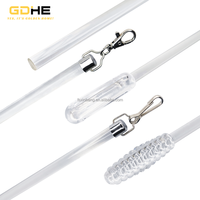 Bâton de rideau push-pull transparent écologique Baguette de rideau en acrylique transparente de 12mm avec poignée en acrylique