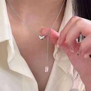 Collar con borlas de plata de ley S925, colgante de luna, cadena para clavícula, para mujer, estilo INS, regalo - Product Image 1