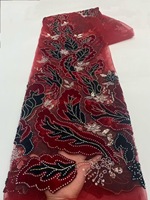 NI.AI Luxe Haute Qualité Broderie Florale Filet Perlé Dentelle Velours Flocage Séquence Avec Perles pour Robe De Mariée Matériaux
