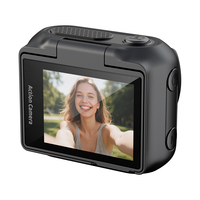 Caméra sportive VLOG 4K avec objectif grand angle 140°, stabilisation d'image, mini caméra d'action avec écran rabattable, MicroSD