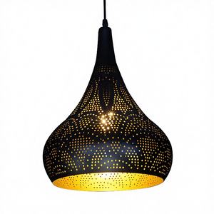 โคมไฟระย้าเหล็กดัดสไตล์วินเทจสีดำทองสำหรับร้านอาหารหรูหรา ห้องนอน วิลล่า แสงสว่างในพื้นที่กว้างขวาง ตะวันออกเฉียงใต้เอเชีย ไทย อารบิก - Product Image 1