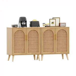 Nordic Modern Arch Rotan Console Woonkamer Eetkamer Rotan Kast Houten Buffet Dressoir Japanse Stijl