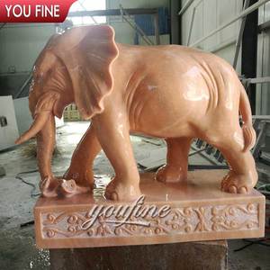 Escultura de Elefante de Mármol de Tamaño Real para Decoración de Exteriores, Estatua de Piedra Roja - Product Image 2